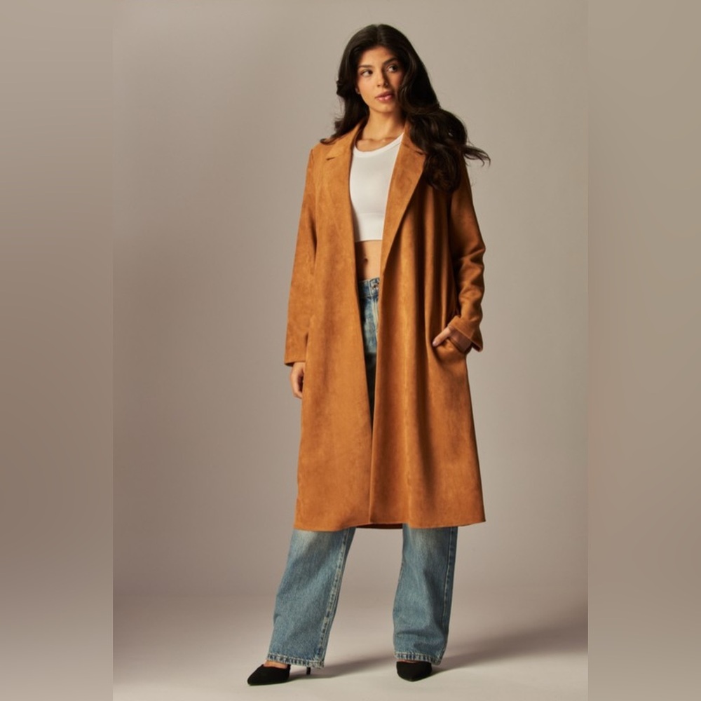 130. VEGAN SUEDE TRENCH COAT